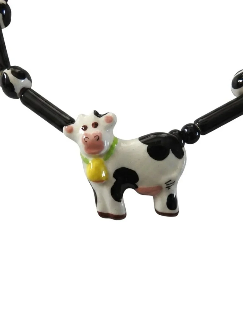 Vintage Flying Colors Ceramic Cow Choker Necklace Collectible